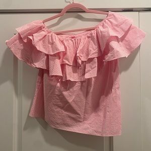 Lilly Pulitzer pink seersucker Trixie Top